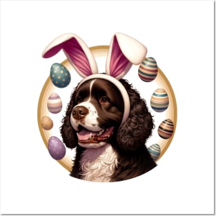 American Water Spaniel with Bunny Ears Easter Delight Posters and Art